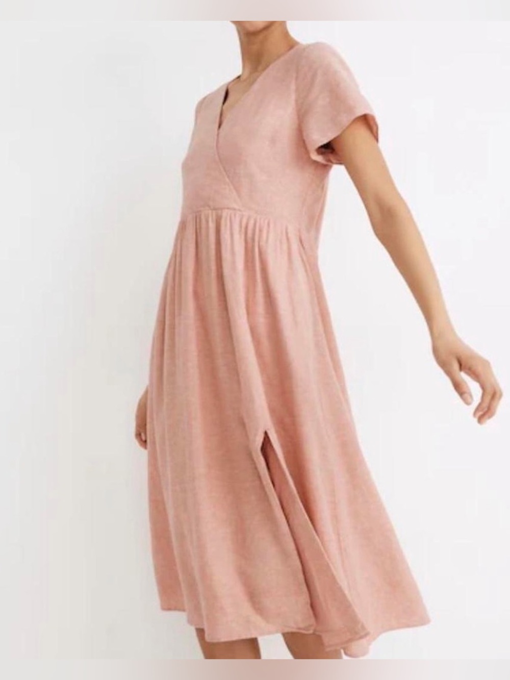 Madewell Linen-Blend Clara Blush Muted Pink Midi
Dress Size Small